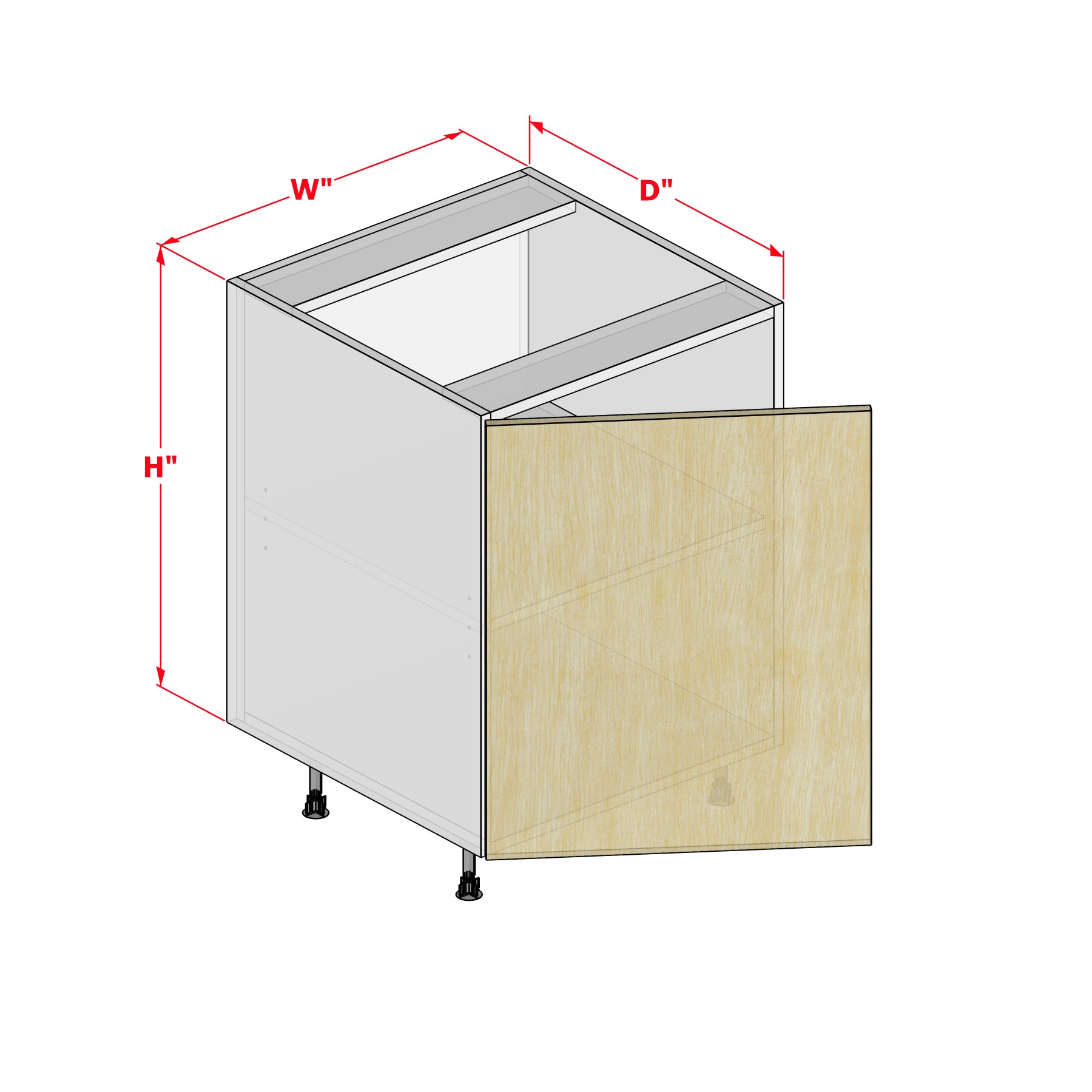 rti_cabinet_B1DL Base One Door Left Hinge - Image 1