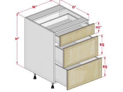 Base One Drawer with Two Equal Drawers