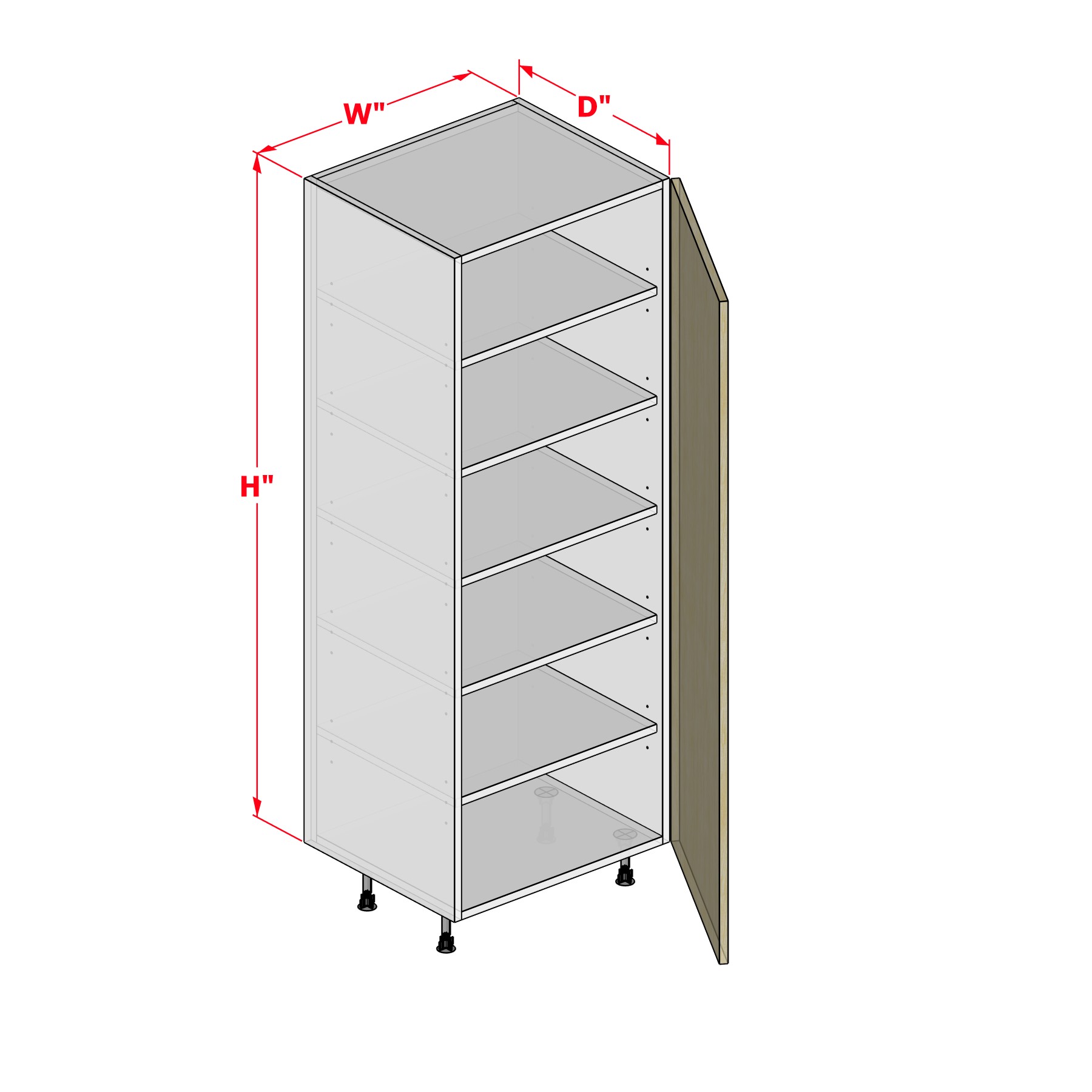 rti_cabinet_T1DR Tall One Door Hinge Right - Image 1