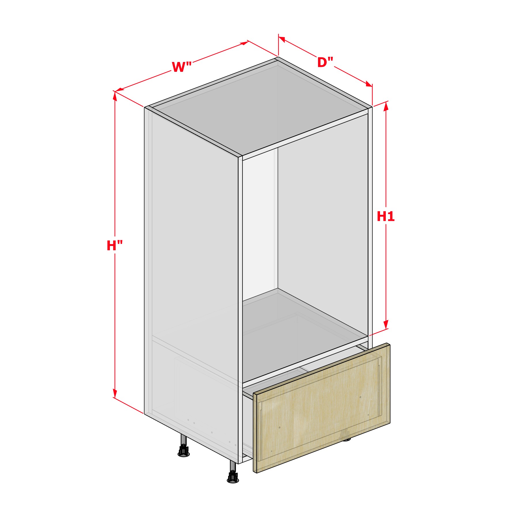 rti_cabinet_T1O1W Tall Cabinet - Open - 1 Drawer - Image 1