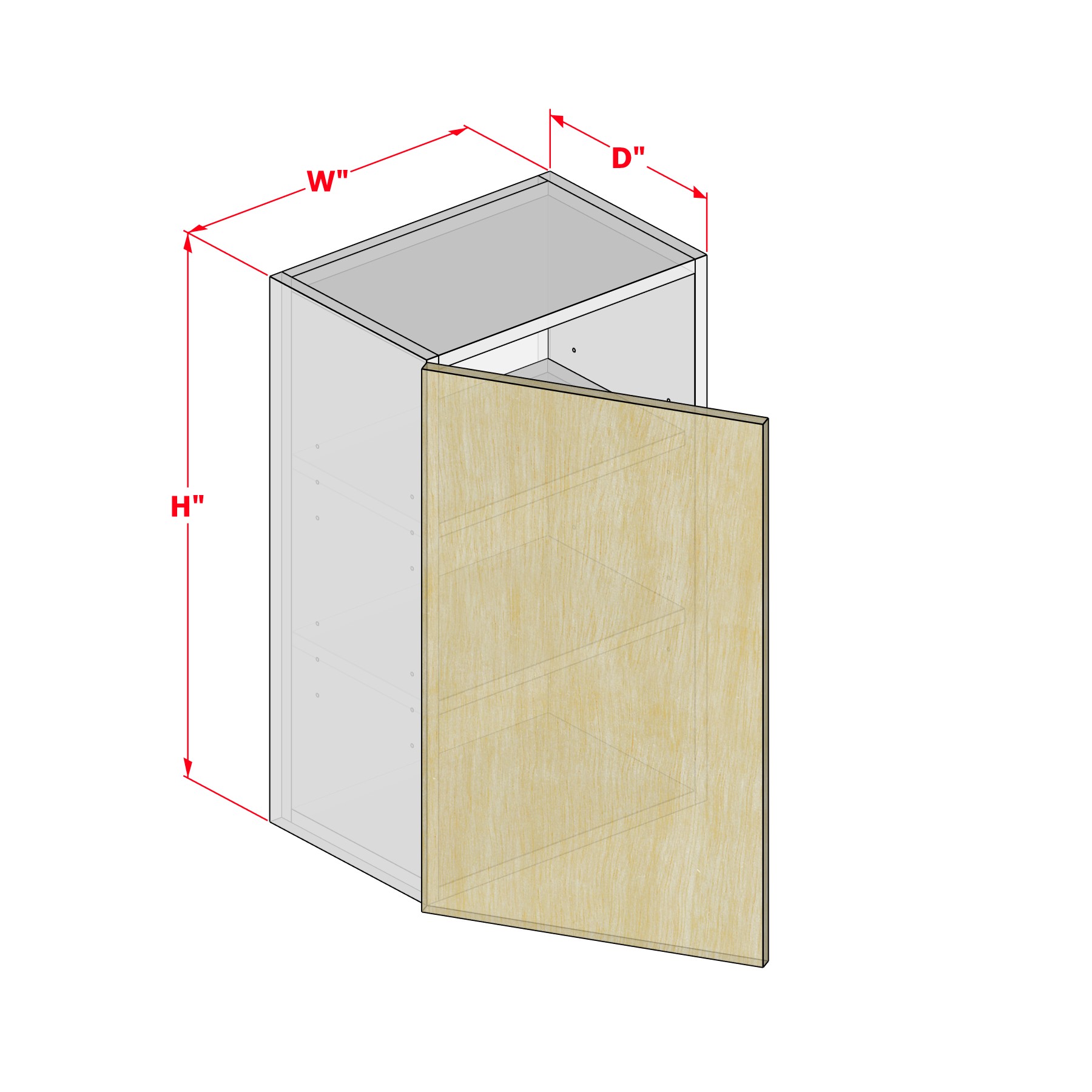 rti_cabinet_U1DL Upper One Door Hinge Left - Image 1