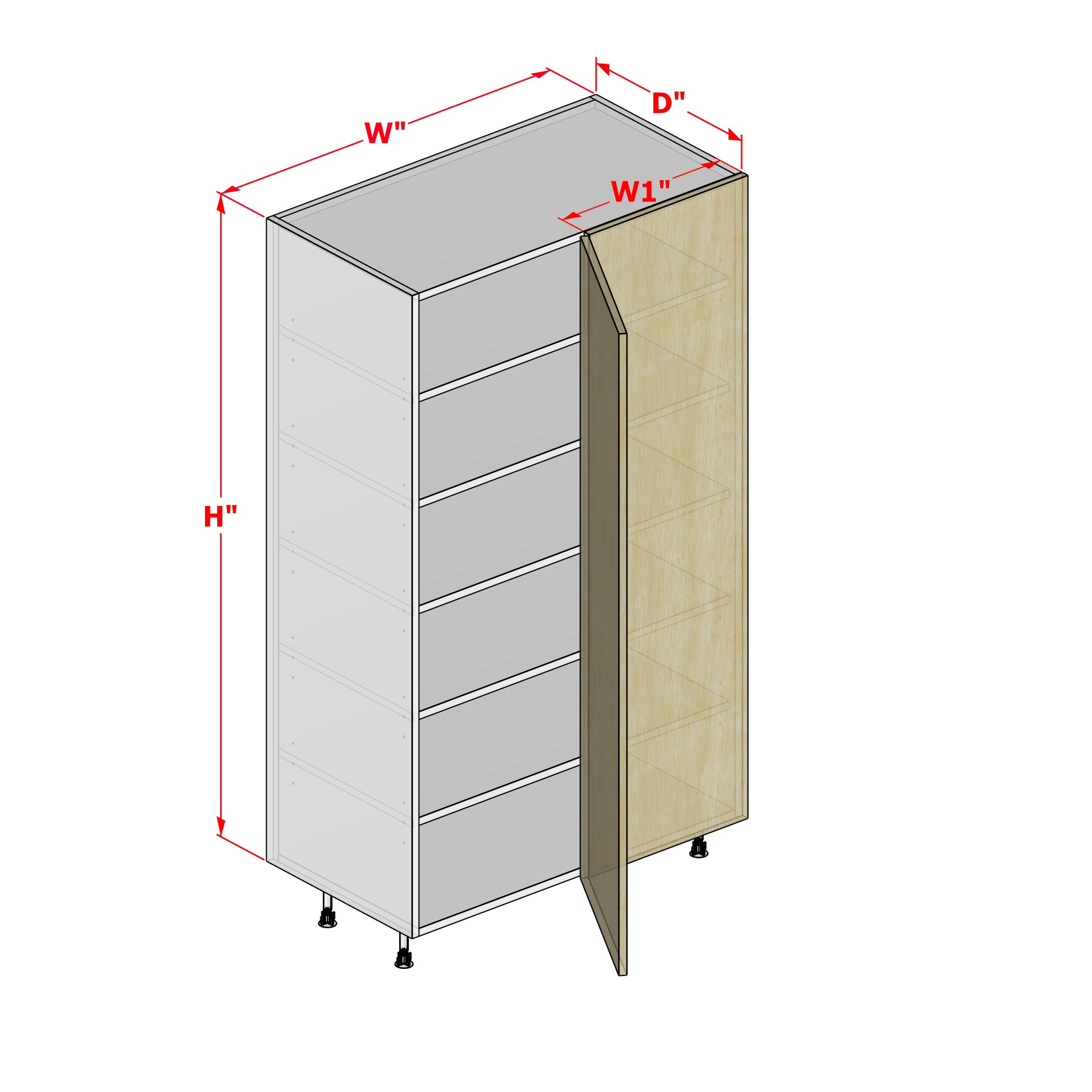 rti_cabinet_TBR1D Tall Blind Cabinet – Right Panel – 1 Door - Image 1