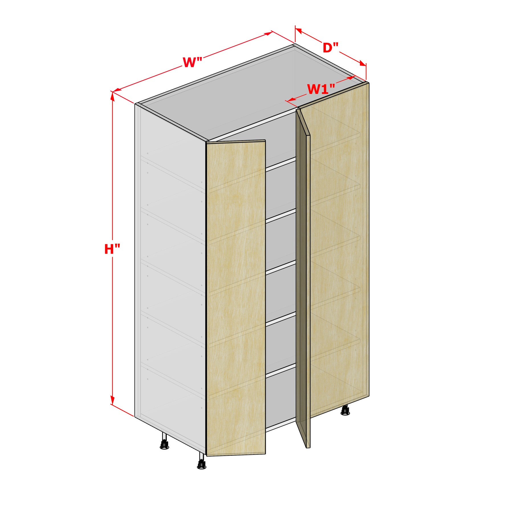 rti_cabinet_TBR2D Tall Blind Cabinet – Right Panel – 2 Doors - Image 1